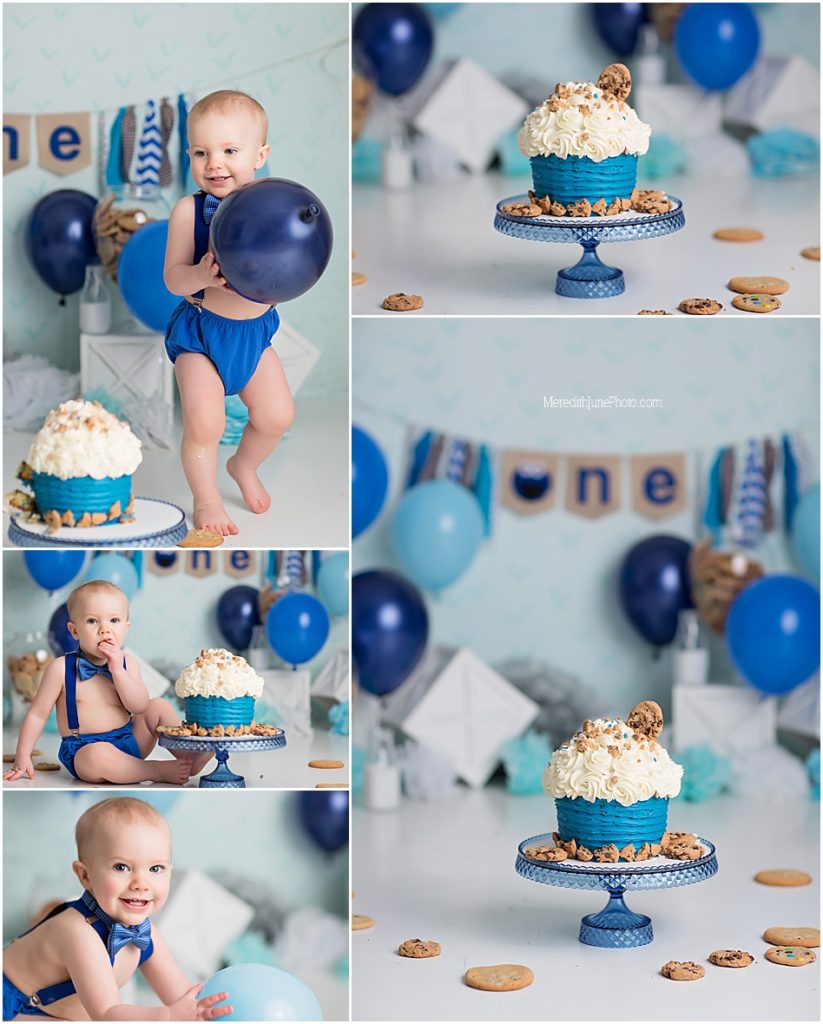 cookie monster themed cake smash for baby boy  