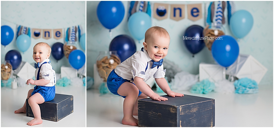 cake smash session for baby boy by Meredith June Photography in Charlotte NC