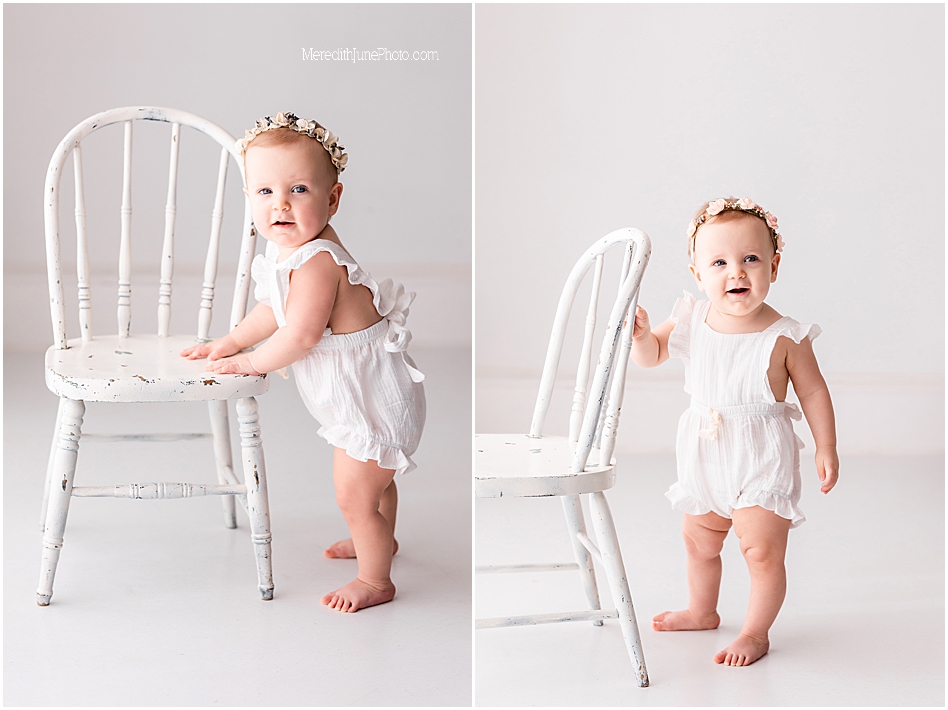 bright and airy cake smash session for baby girl