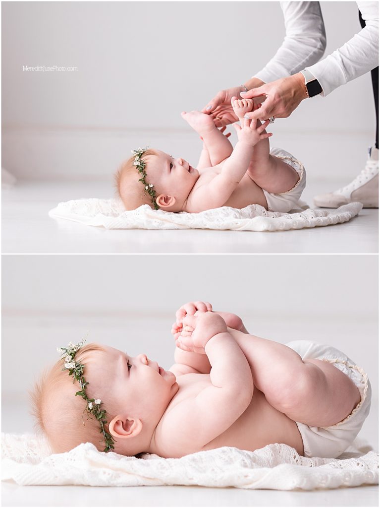 bright and airy 6 month photo shoot