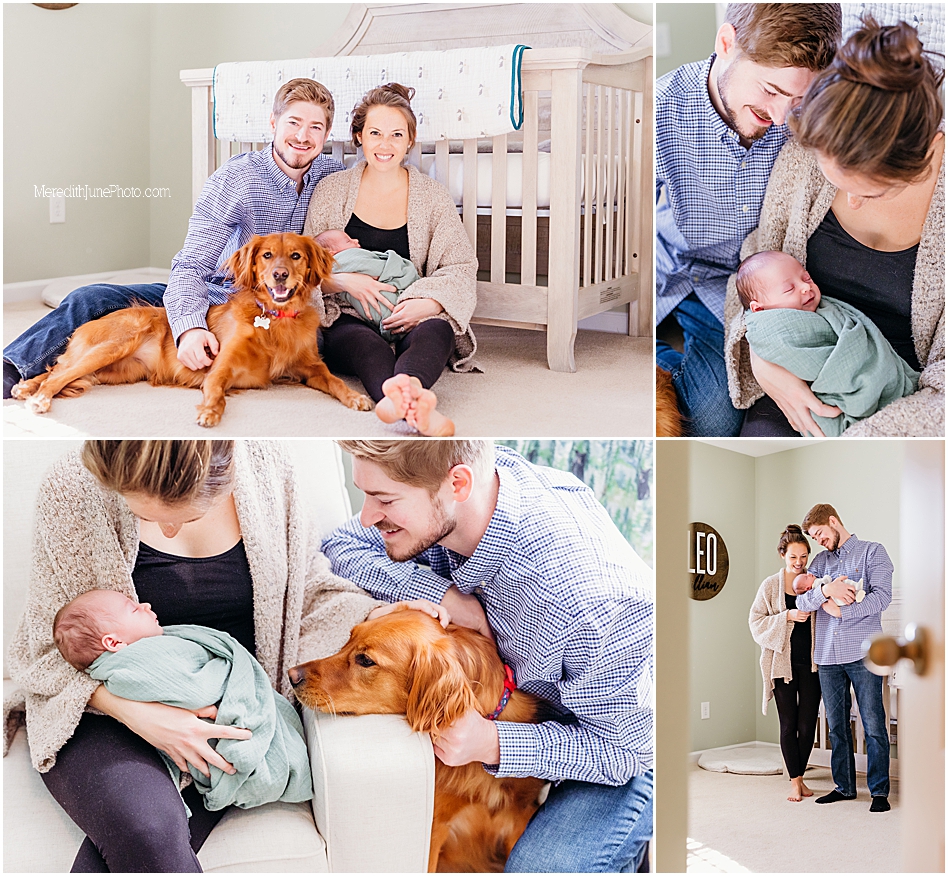 Newborn lifestyle photos in nursery by Meredith June Photography 