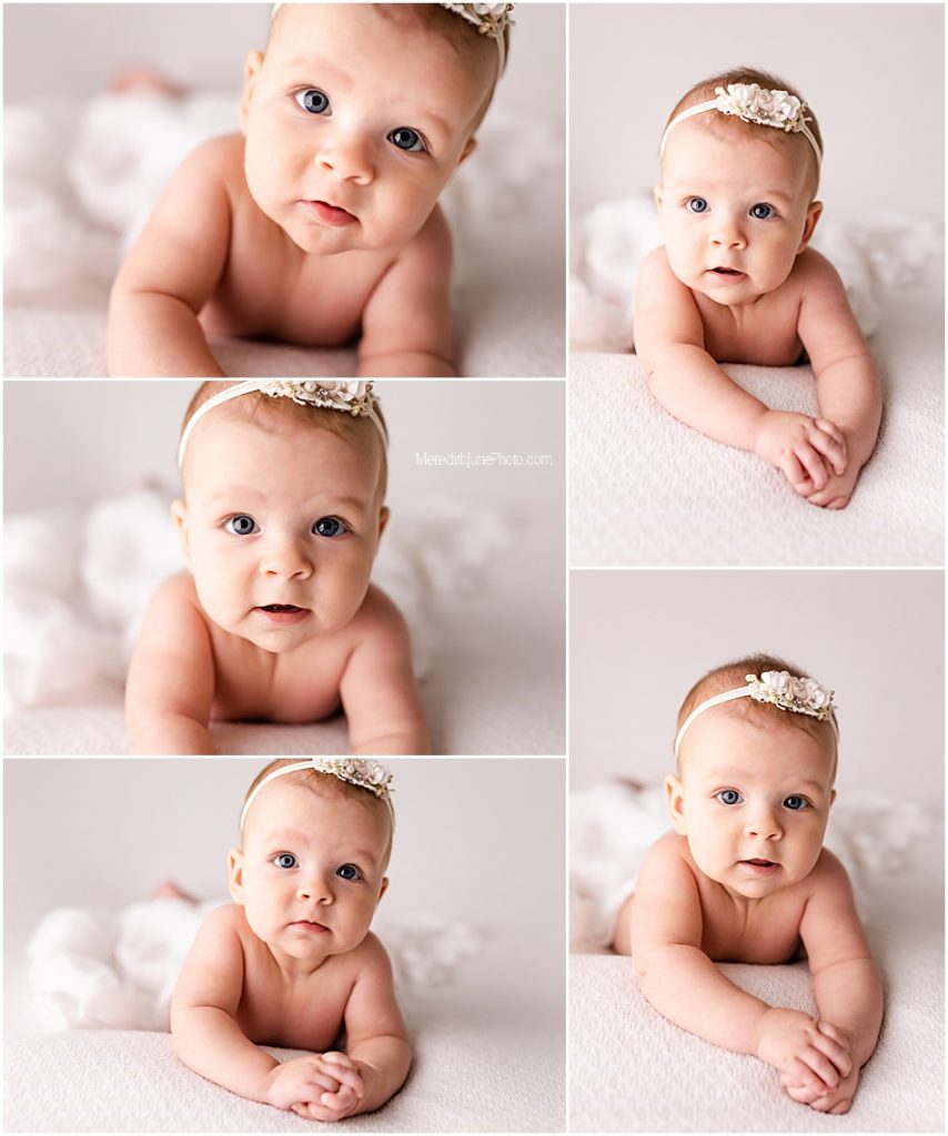 milestone pictures for baby girl by meredith june photography in charlotte, nc
