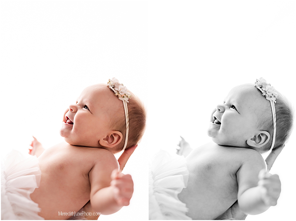 bright and airy milestone photos for baby girl 