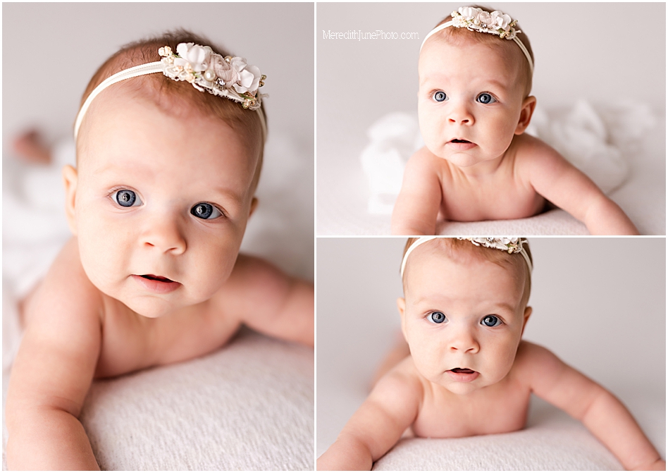bright white and airy photos for baby girl milestone photo session 