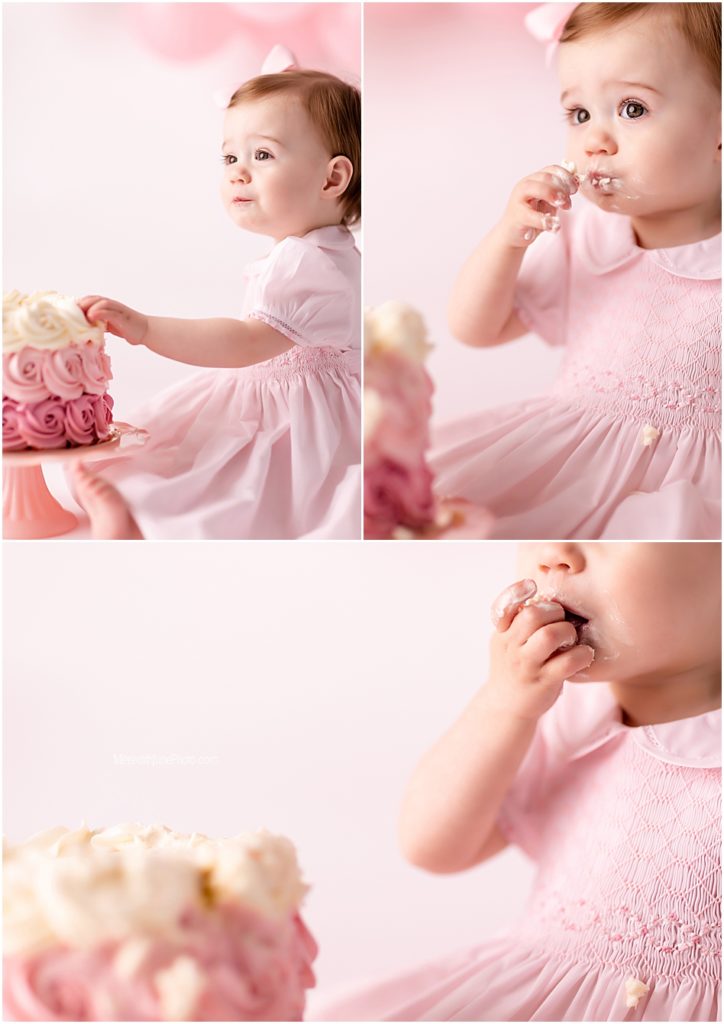 pink cake smash session for baby girl by MJP