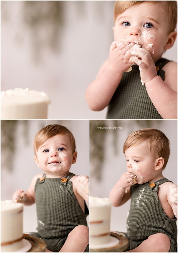 first birthday cake smash by meredith june photography in charlotte area