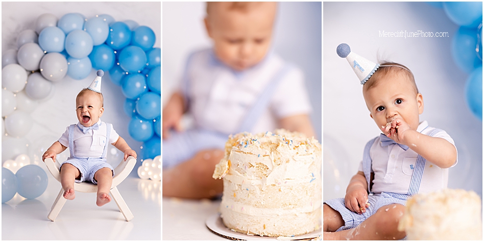 Baby boy turns one with cake smash session